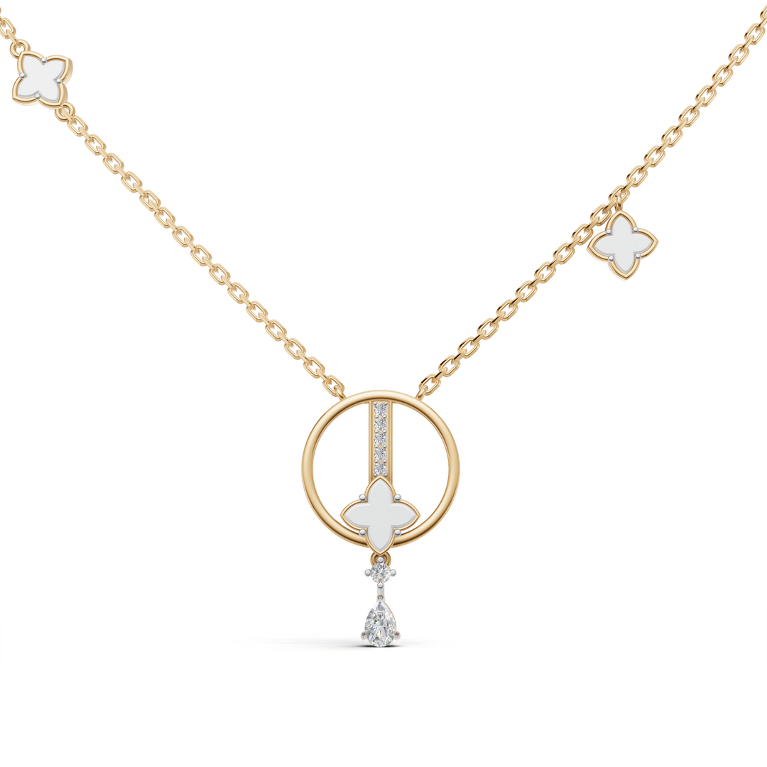 "Zen Blossom Drop" Necklace-18Kt Gold vermeil