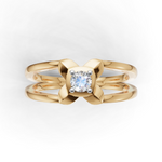 Load image into Gallery viewer, Criss-Cross Shank Diamond Solitaire Ring - 18Kt Gold vermeil
