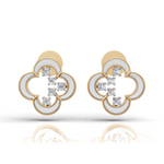 Load image into Gallery viewer, Clover Diamond Stud Earrings-18Kt Gold vermeil
