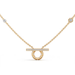 Load image into Gallery viewer, Bar &amp; Circle Diamond Necklace-18Kt Gold vermeil
