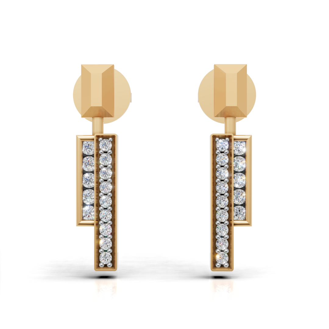The "Bar & Stud" Earrings-18Kt Gold vermeil
