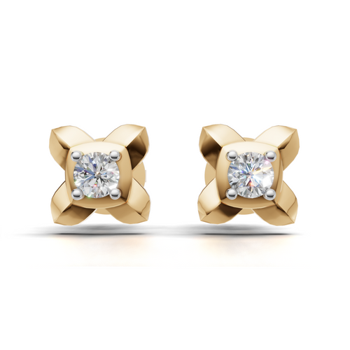 Criss-Cross Shank Diamond Earring - 18Kt Gold vermeil
