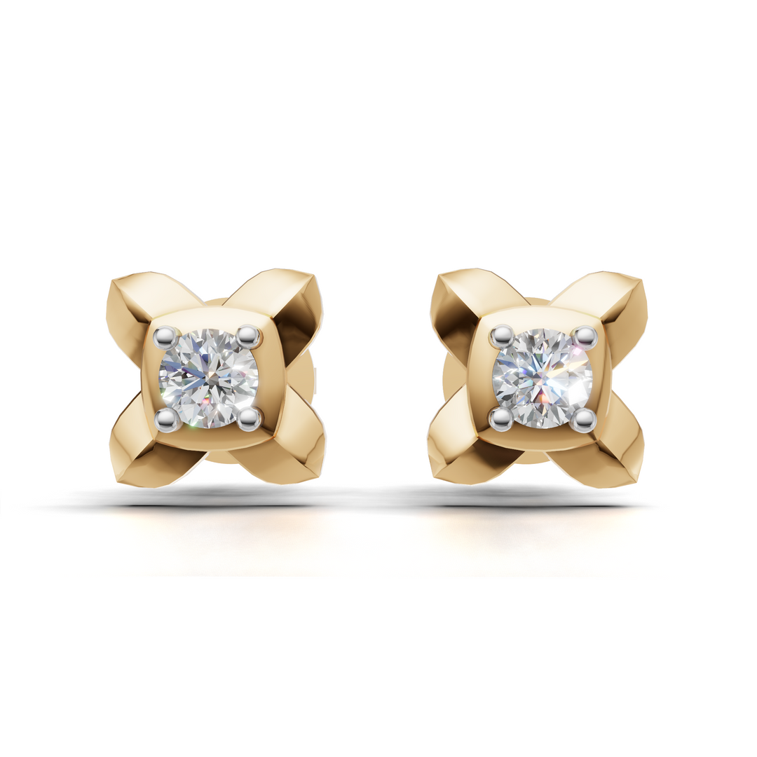 Criss-Cross Shank Diamond Earring - 18Kt Gold vermeil
