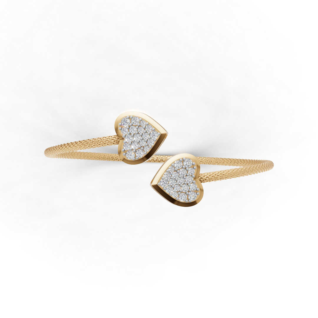 Twin Hearts Bracelet - 18Kt Gold vermeil