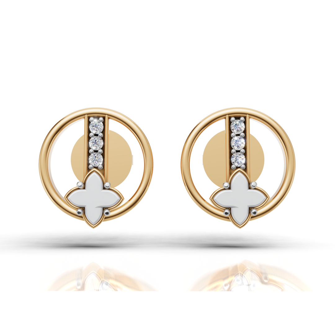 "Lucky Petal" Diamond Earrings - 18Kt Gold vermeil
