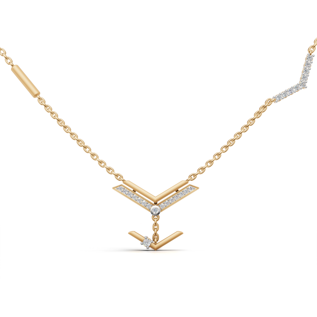 "Arrow of Light" Diamond Necklace-18Kt Gold vermeil