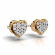 Diamond Flooded Heart Earring - 18Kt Gold vermeil