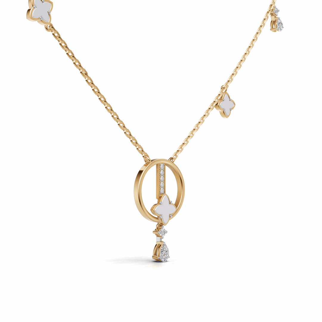 "Zen Blossom Drop" Necklace-18Kt Gold vermeil