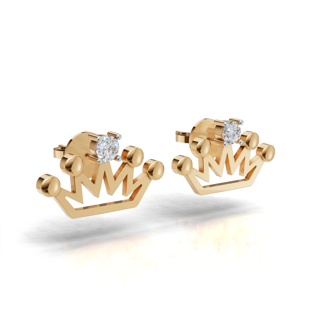 Princess Crown Earring - 18Kt Gold vermeil