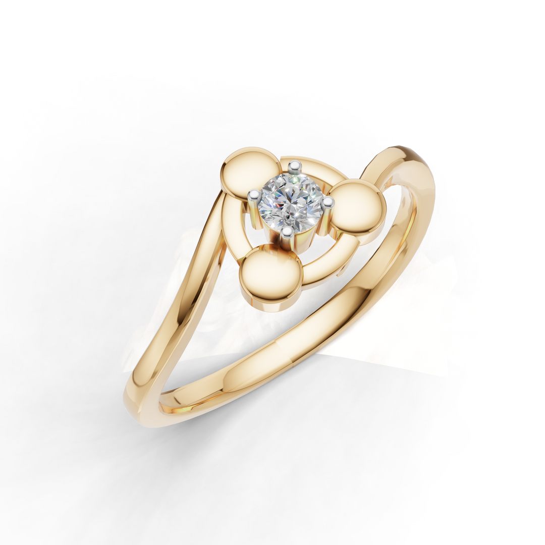 Floating Diamond Solitaire Ring - 18Kt Gold vermeil