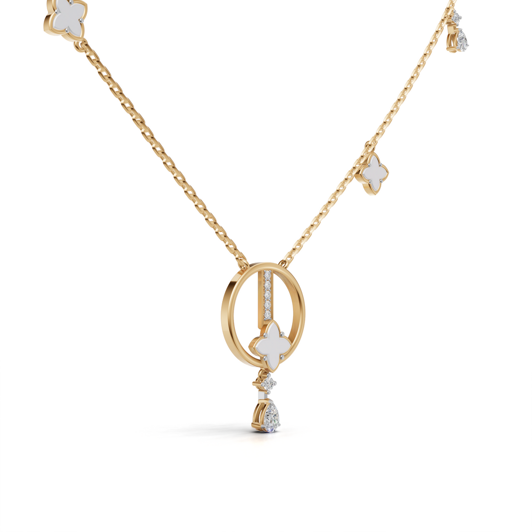 "Zen Blossom Drop" Necklace-18Kt Gold vermeil