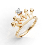 Load image into Gallery viewer, Crown Solitaire Ring - 18kt Gold vermeil
