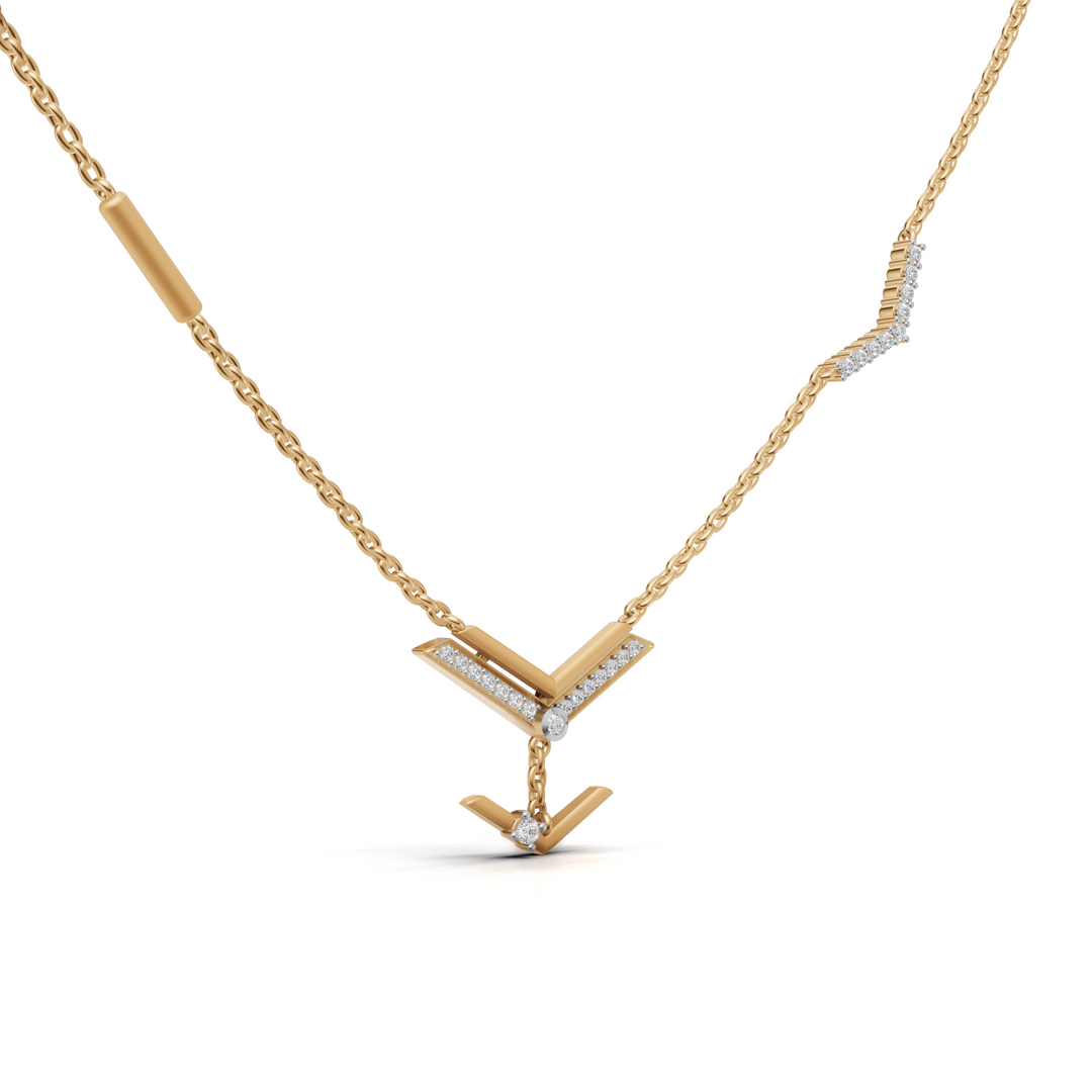 "Arrow of Light" Diamond Necklace-18Kt Gold vermeil