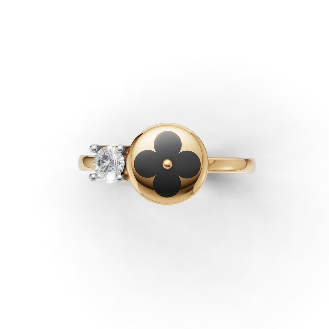 Clover Charm Diamond Ring - 18Kt Gold vermeil