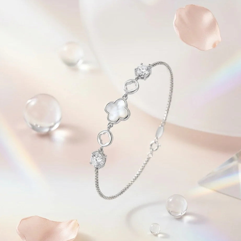 Mother-of-Pearl Clover Station Bracelet