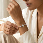 Load image into Gallery viewer, Mother-of-Pearl Clover Station Bracelet