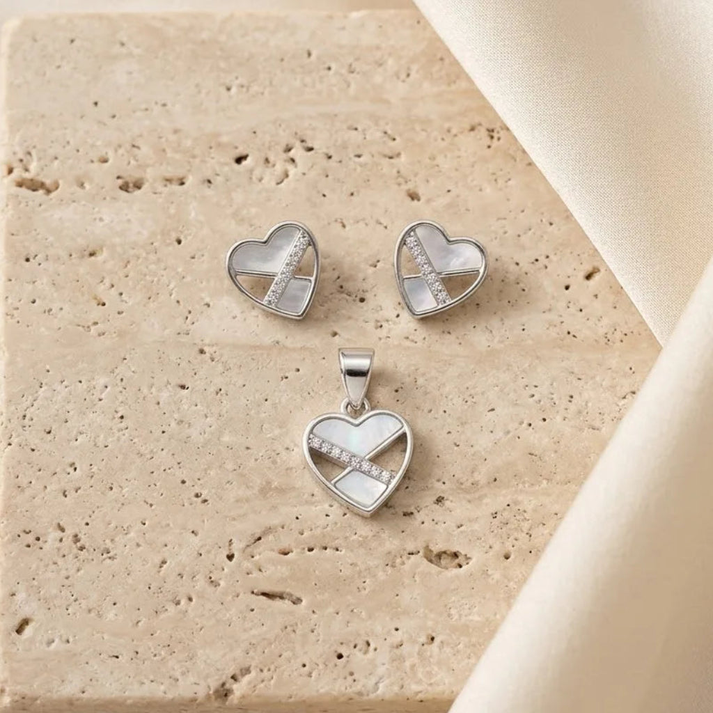 The Amora Geometric Mother-of-Pearl Heart Set