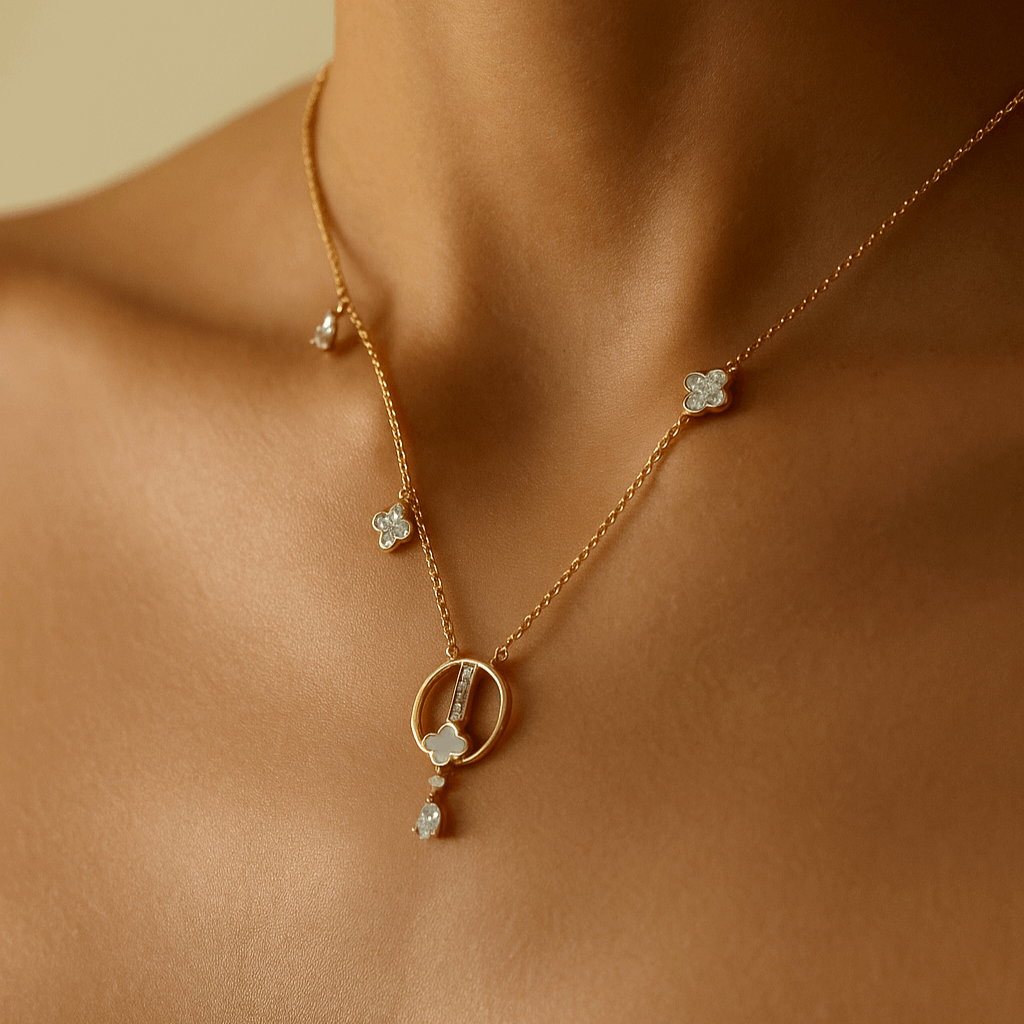 "Zen Blossom Drop" Necklace-18Kt Gold vermeil