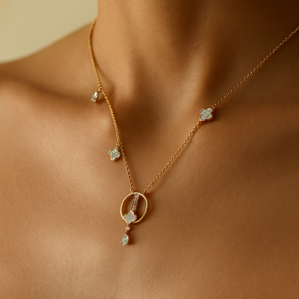 "Zen Blossom Drop" Necklace-18Kt Gold vermeil