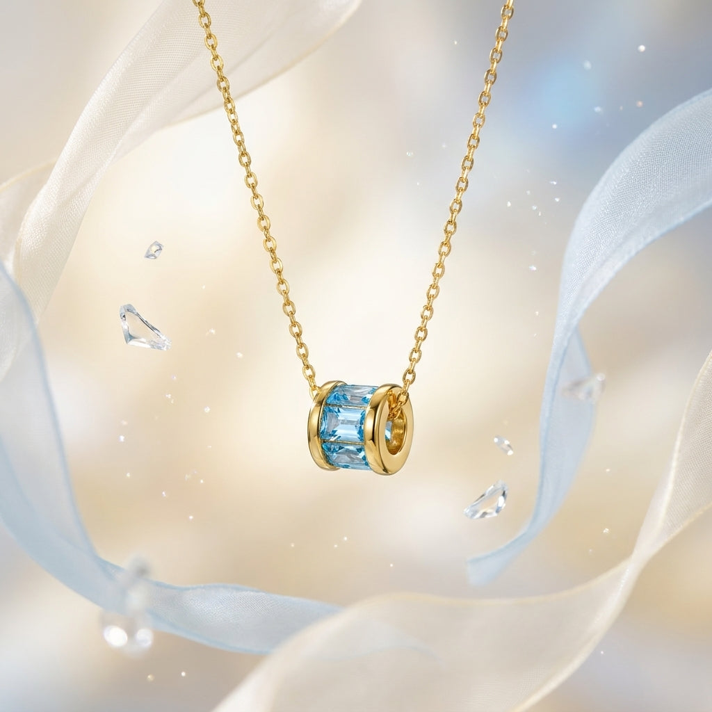 blue barral pendant-18Kt Gold Vermeil