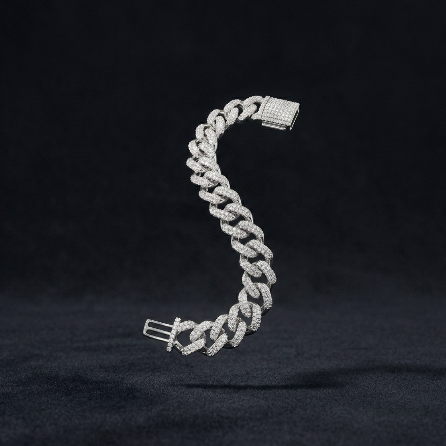 Unisex Diamond cuban bracelet - 8 Inch