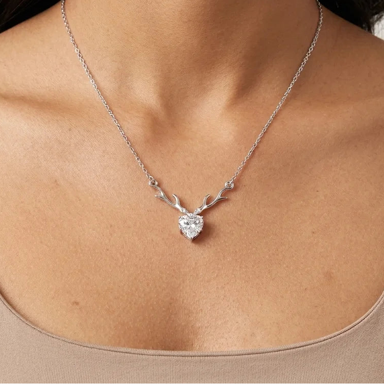 reindeer 1ct Lab grown cvd Diamond Heart pendant-with chain