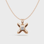 Load and play video in Gallery viewer, Criss-Cross Diamond Pendant(without chain) - 18Kt Rose Gold vermeil
