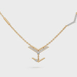 Load and play video in Gallery viewer, &quot;Arrow of Light&quot; Diamond Necklace-18Kt Gold vermeil
