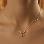 Load and play video in Gallery viewer, "Arrow of Light" Diamond Necklace-18Kt Gold vermeil