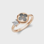 Load and play video in Gallery viewer, Clover Charm Diamond Ring - 18Kt Rose Gold vermeil
