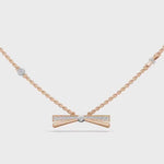 Load and play video in Gallery viewer, Diamond Bow Pendant Necklace-18Kt Rose Gold vermeil