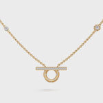 Load and play video in Gallery viewer, Bar &amp; Circle Diamond Necklace-18Kt Gold vermeil
