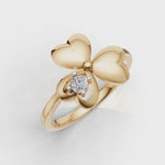 Load and play video in Gallery viewer, Heart Petal Clover Diamond Ring - 18Kt Gold vermeil
