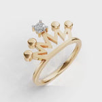 Load and play video in Gallery viewer, Crown Solitaire Ring - 18kt Gold vermeil