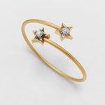 Load and play video in Gallery viewer, Twin Star Diamond Open Bracelet - 18Kt Gold vermeil
