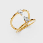 Load and play video in Gallery viewer, Double Band with Diamonds Ring - 18Kt Gold vermeil