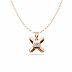 Load image into Gallery viewer, Criss-Cross Diamond Pendant(without chain) - 18Kt Rose Gold vermeil
