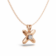 Criss-Cross Diamond Pendant(without chain) - 18Kt Rose Gold vermeil