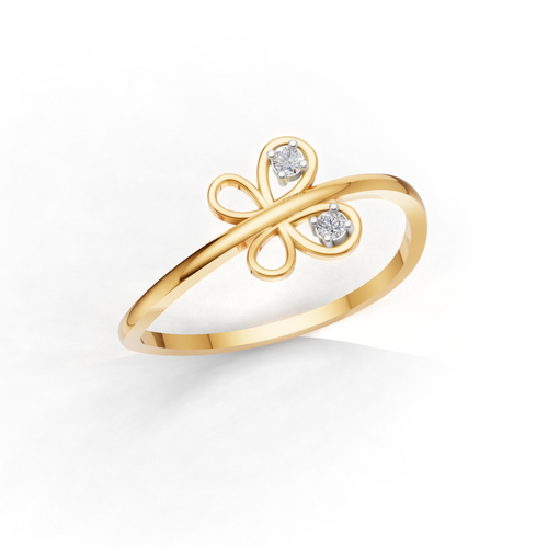 Butterfly Diamond Ring - 18Kt Gold Vermeil