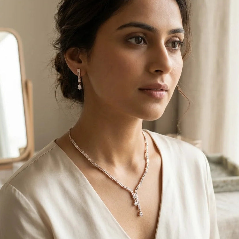 Celestial Duo Bar & Drop Necklace Set